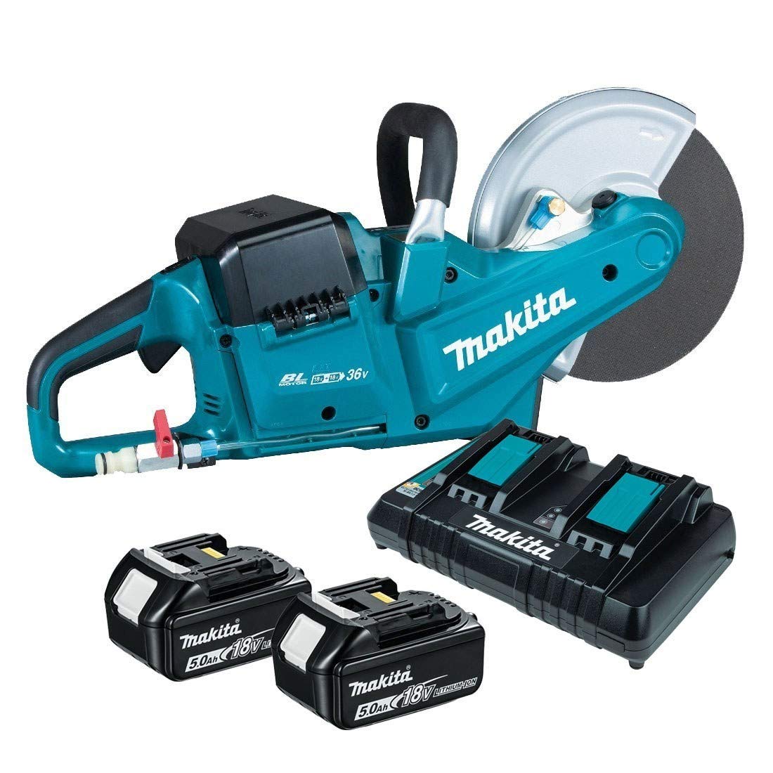 Makita DCE090T2X1 - Cortador de 36 V 230 mm + 2 baterías de 18 V 5 Ah Li-Ion + Cargador DC18RD