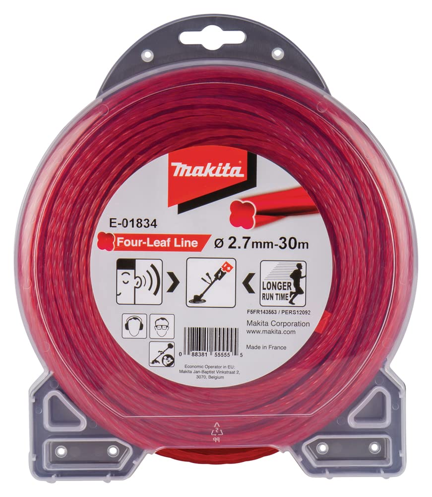 Makita E-01834 - Desbrozadora alambre forma trébol rojo cortadora hilo, 2,7mm, 30m