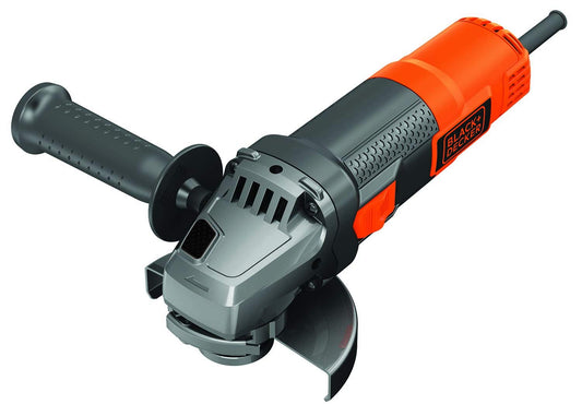 BLACK+DECKER Mini amoladora 800W 125mm, Motor Potente y Ligero, Cabezal de Aluminio, Arranque Suave, Mango Lateral 3 Posiciones, Cambio de Protector sin Llave, BEG120