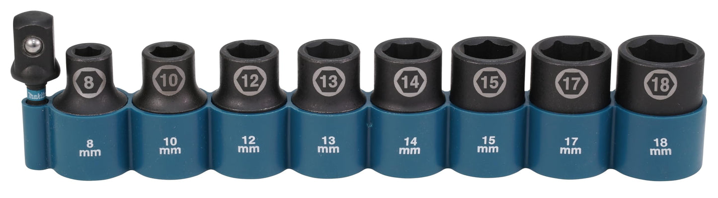 Makita E-16645 - Juego de vasos de impacto 1/2" de 8-18 mm (Lote de 9 uds)