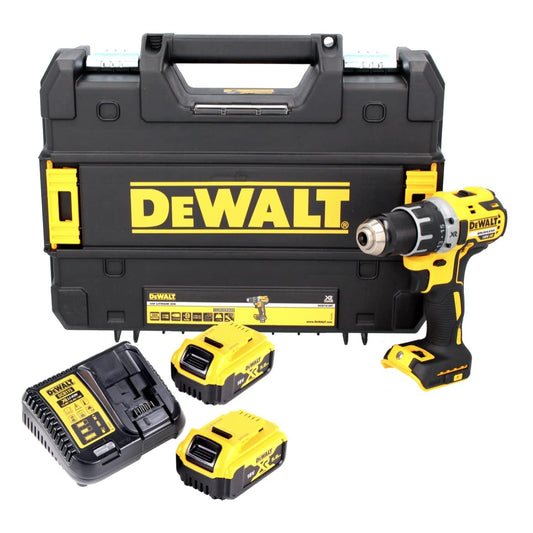 DeWALT DCD791P2-QW - Taladro Atornillador sin Escobillas XR 18 V 13 mm 70 Nm con 2 Baterías Li-Ion 5.0 Ah con Maletín Tstak, 235 W, 18 V, Negro/Amarillo
