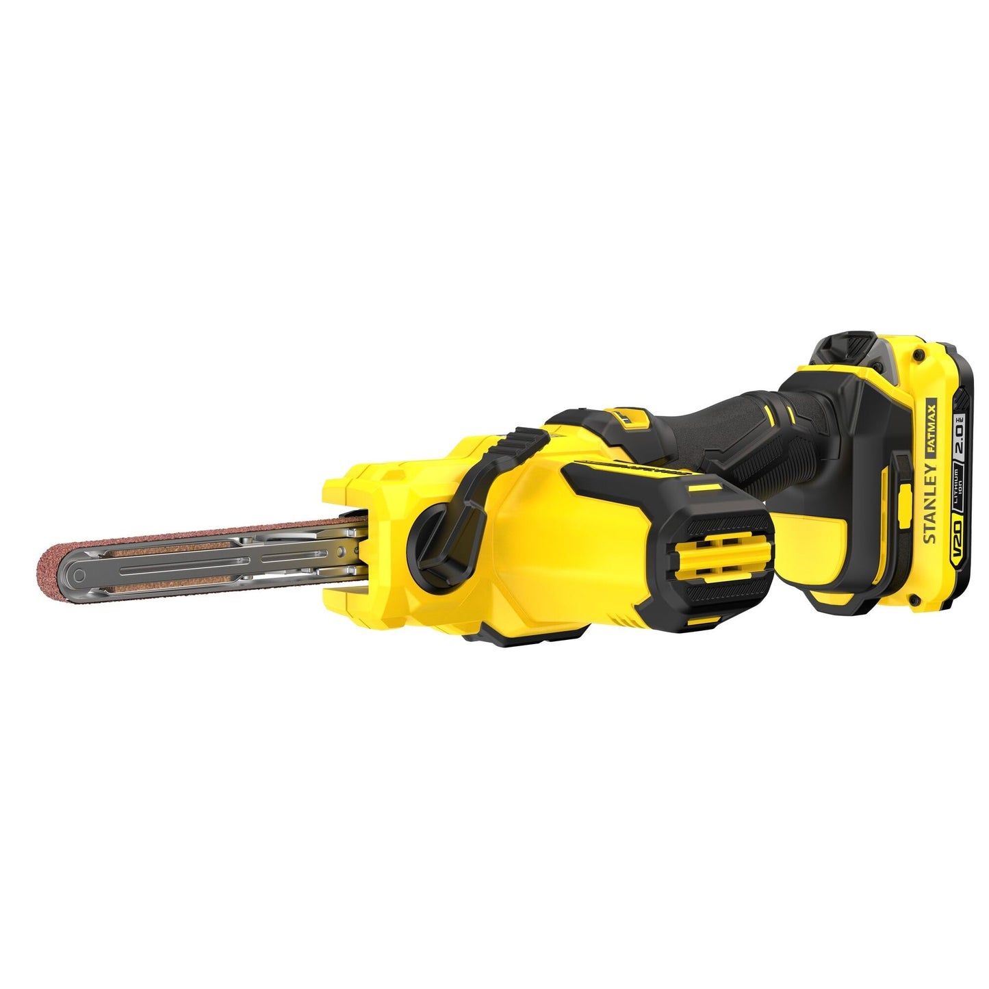 Stanley FatMax SFMCE210D2K-QW - Lima de banda a batería 18V 13 mm, 2 baterías 2,0Ah y cargador