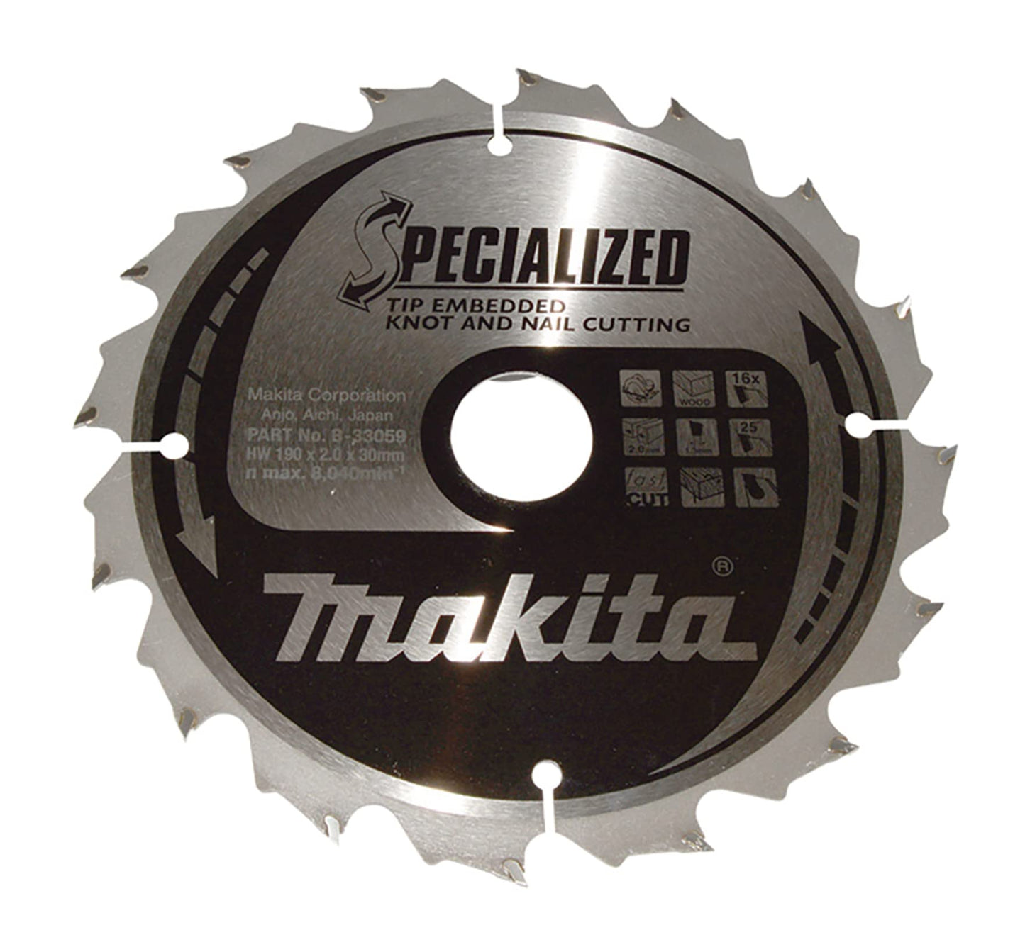 Makita B-33059 - Hoja de sierra especializada, 190 x 30 mm, 16z