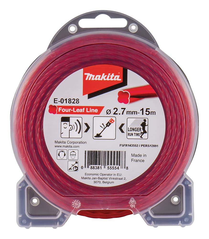 Makita E-01828 - Desbrozadora alambre hoja trébol roja Cortadora hilo 2,7 mm 15 m