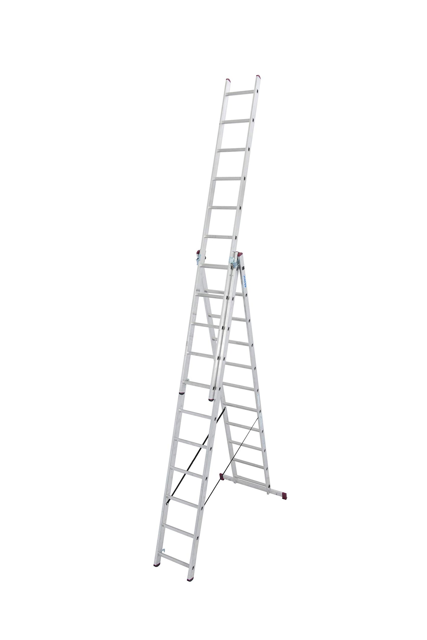 Krause 030429 - Escalera multiusos de aluminio Corda, 3x11 peldaños, altura de trabajo 7,25 m