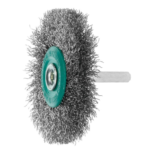 LessMann 417362 - Cepillo circular con espiga LessMann 70 mm. alambre de acero inoxidable ondulado ROF 0,30
