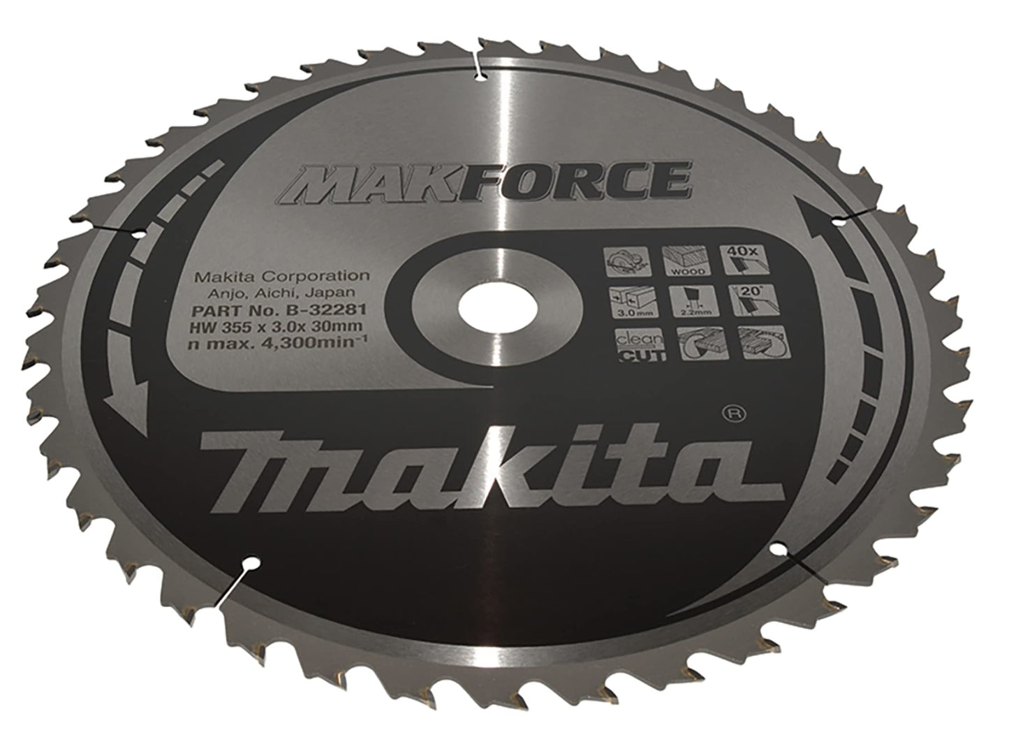 Makita B-32281 - makforce hoja de sierra, 355 x 30 mm, 40Z
