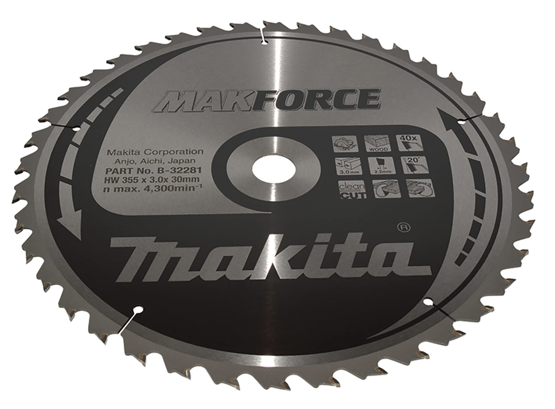 Makita B-32281 - makforce hoja de sierra, 355 x 30 mm, 40Z