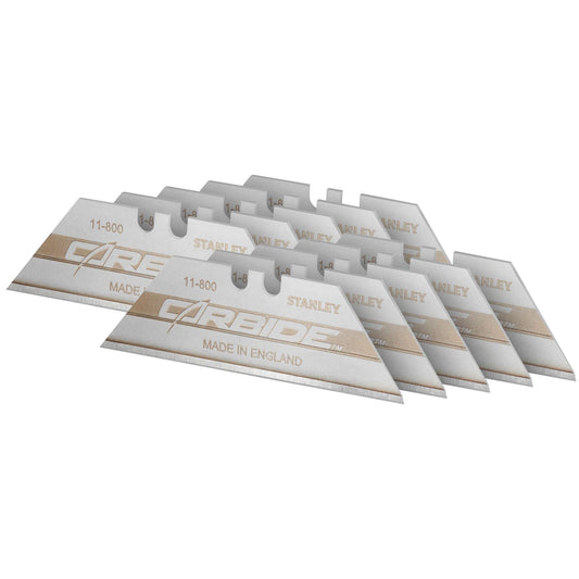 Stanley - FatMax 2 - 11 - 800 Pack hojas de cuchillo de alto rendimiento Carbide, Plateado, Estándar, Set de 10 Piezas