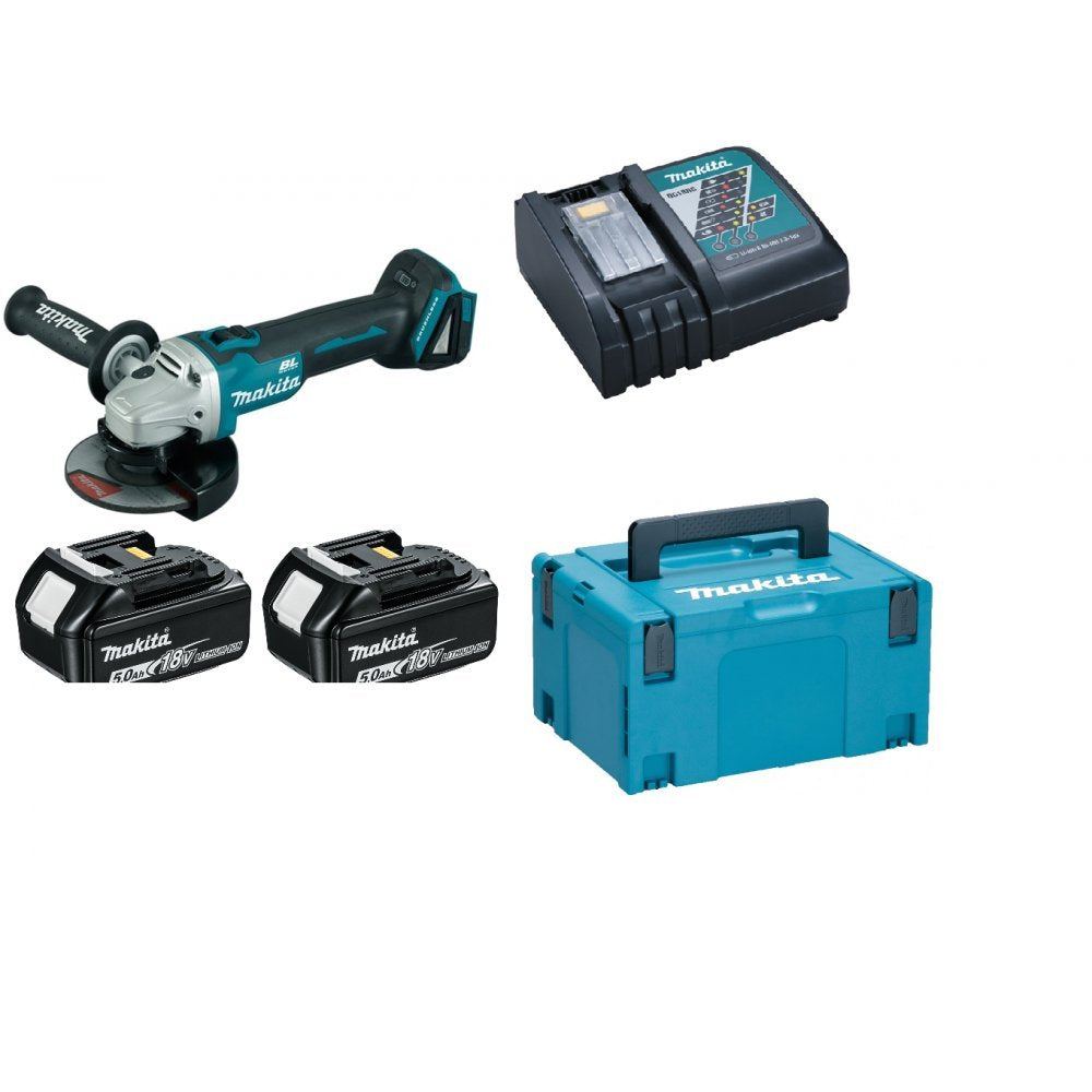 Makita DGA506RTJ - Miniamoladora 125mm 2x18V 5Ah Li-ion con maletin Makpac