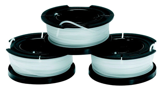 BLACK+DECKER A6485-XJ Pack de 3 Bobinas de Repuesto para Cortabordes, Hilo de Nylon Transparente y Duradero, 10 m de Largo, 1.6 mm de Diámetro, Encaja con Desbrozadora Black+Decker