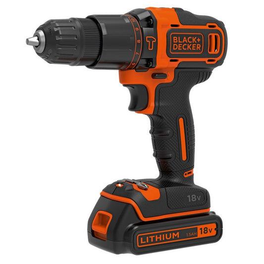 BLACK+DECKER BDCHD18 Taladro Taladro de Pistola Perforación Desatornillar 1400 Rpm 1cm 2.5 cm Negro Naranja