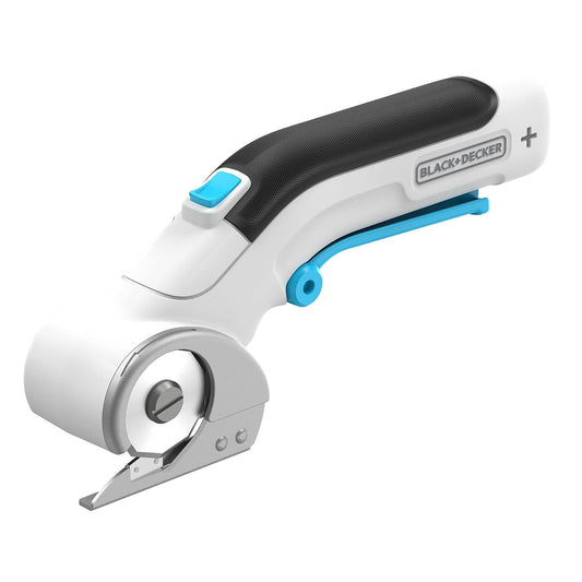 Black+Decker BCRC115-XJ - Cúter Circular 3,6v, Gatillo extralargo, Luz LED, Diseño ultra-ergonómico, Batería 1,5Ah, Carga USB, Incluye 1 hoja de corte, Multicolor