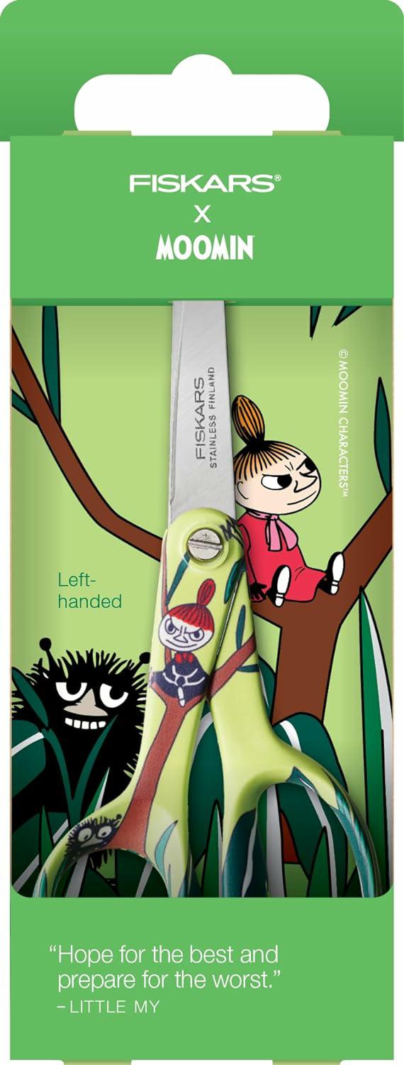 Fiskars X Mumin Tijeras infantiles con diseño Mumin, Para zurdos, Longitud: 13 cm, Hojas seguridad de acero inoxidable, Pequeña My, 1067192