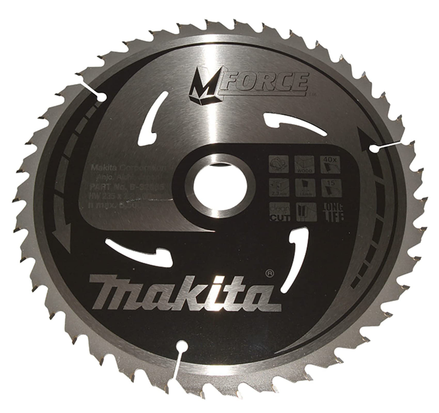 Makita B-32085 - Disco de sierra circular M-Force 235 x 30 mm, 40 dientes, para madera