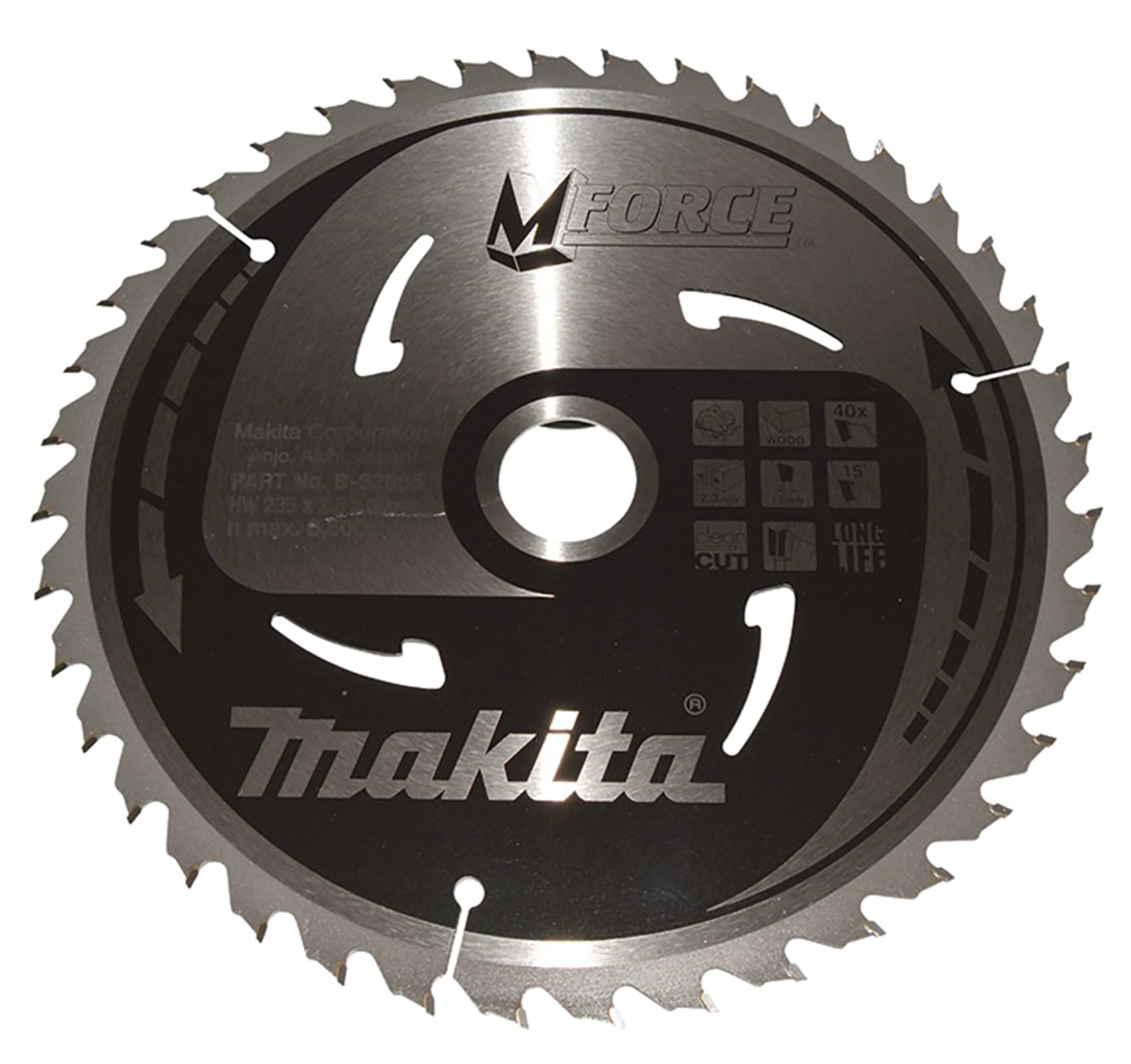 Makita B-32085 - Disco de sierra circular M-Force 235 x 30 mm, 40 dientes, para madera