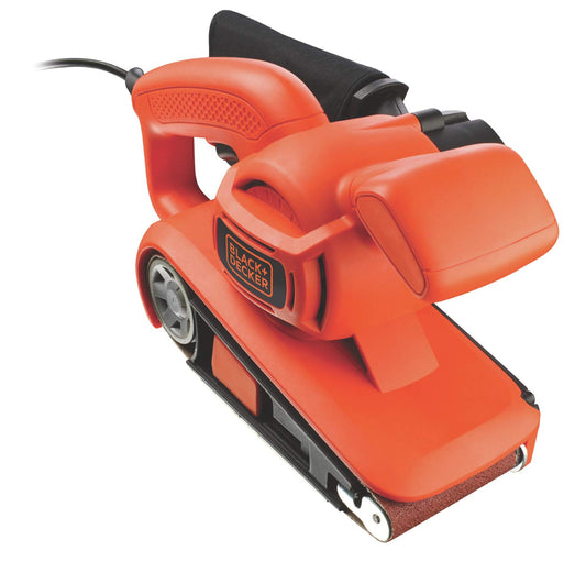 BLACK+DECKER KA86-QS - Lijadora de banda con cable, 720W, Velocidad 206 m/min, Bolsa de recogida de polvo, Área de lijado 75/145 mm, Incluye maletín