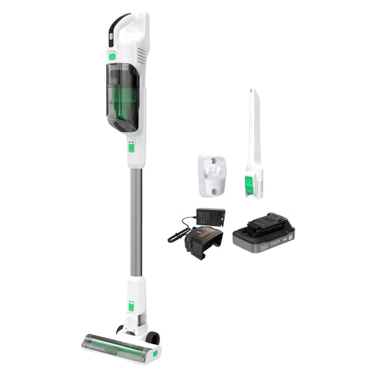 Black+Decker REVSV18D1-QW - Aspirador escoba multifunción 4 en 1 18 V, 2,0 Ah, 36 AW, blanco