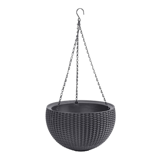 Keter- Maceta Colgante con 3 Cadenas; 100% Material Reciclado; 35 x 35 x 22 cm; Capacidad 8,6 L; Cuerpo Ratán