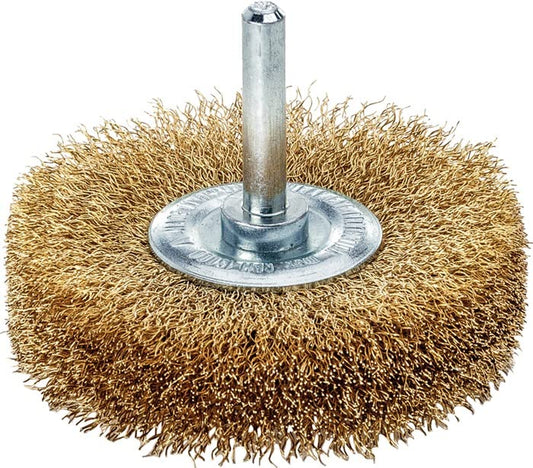 LessMann 414542 - Wheel brushes with 6 mm shank dia  40 x 7 mm brass wire MES crimped 0,20 mm