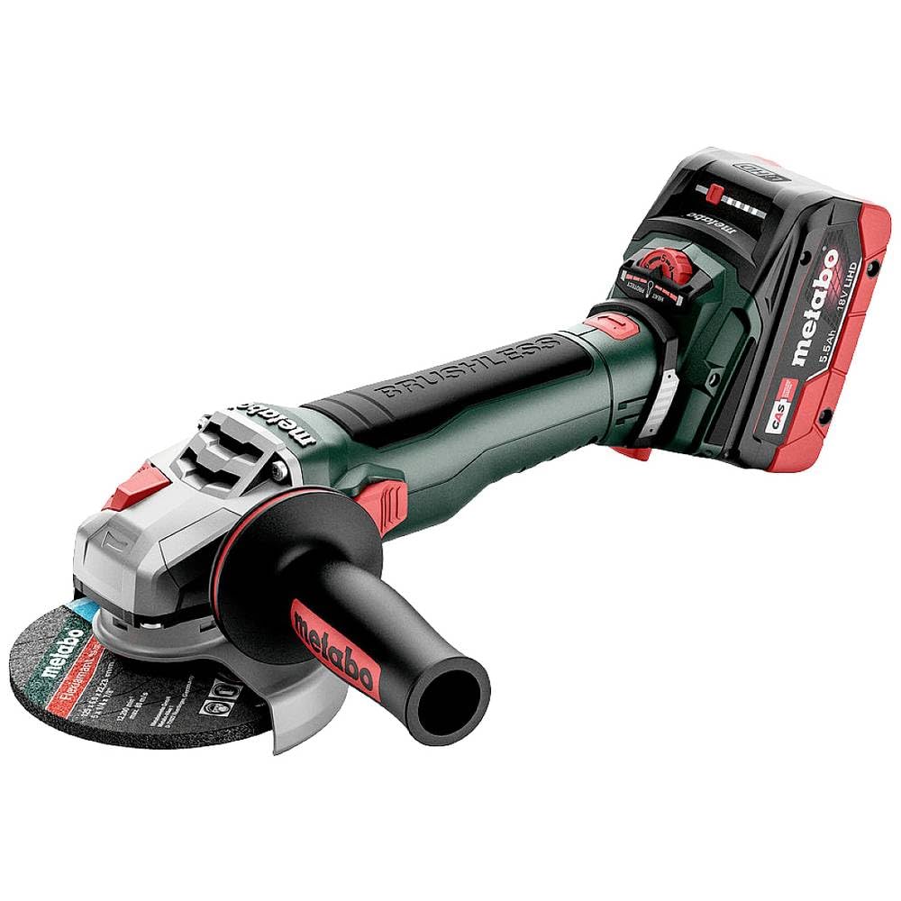 Metabo 613057660 - Amoladora angular de batería 18V WVB 18 LT BL 11-125, 2 baterías LiHD 5,5 Ah