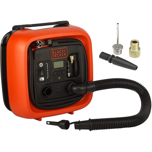 BLACK+DECKER 11.0, Bomba de Aire, Compresor Bar 12 V 160 psi para Neumáticos, Pelotas, Sillas de Ruedas con 2 Modos de Funcionamiento y AbPUMP de Modo asi400 0 W 12 V