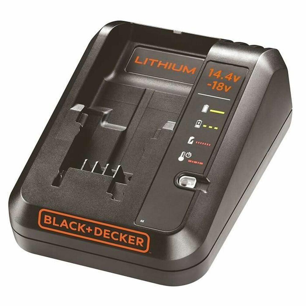 Black+Decker Cargador para baterías de Litio 14.4-18V, Tiempos de Carga: 1.5Ah (90min), 2.0Ah (120min), 2.5Ah (150min), 4.0Ah (240min), 5.0Ah (300min), BDC1A-QW
