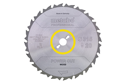 Metabo Hojas para sierras circulares "power cut wood", calidad professional, para sierras circulares semiestacionarias — 628015000