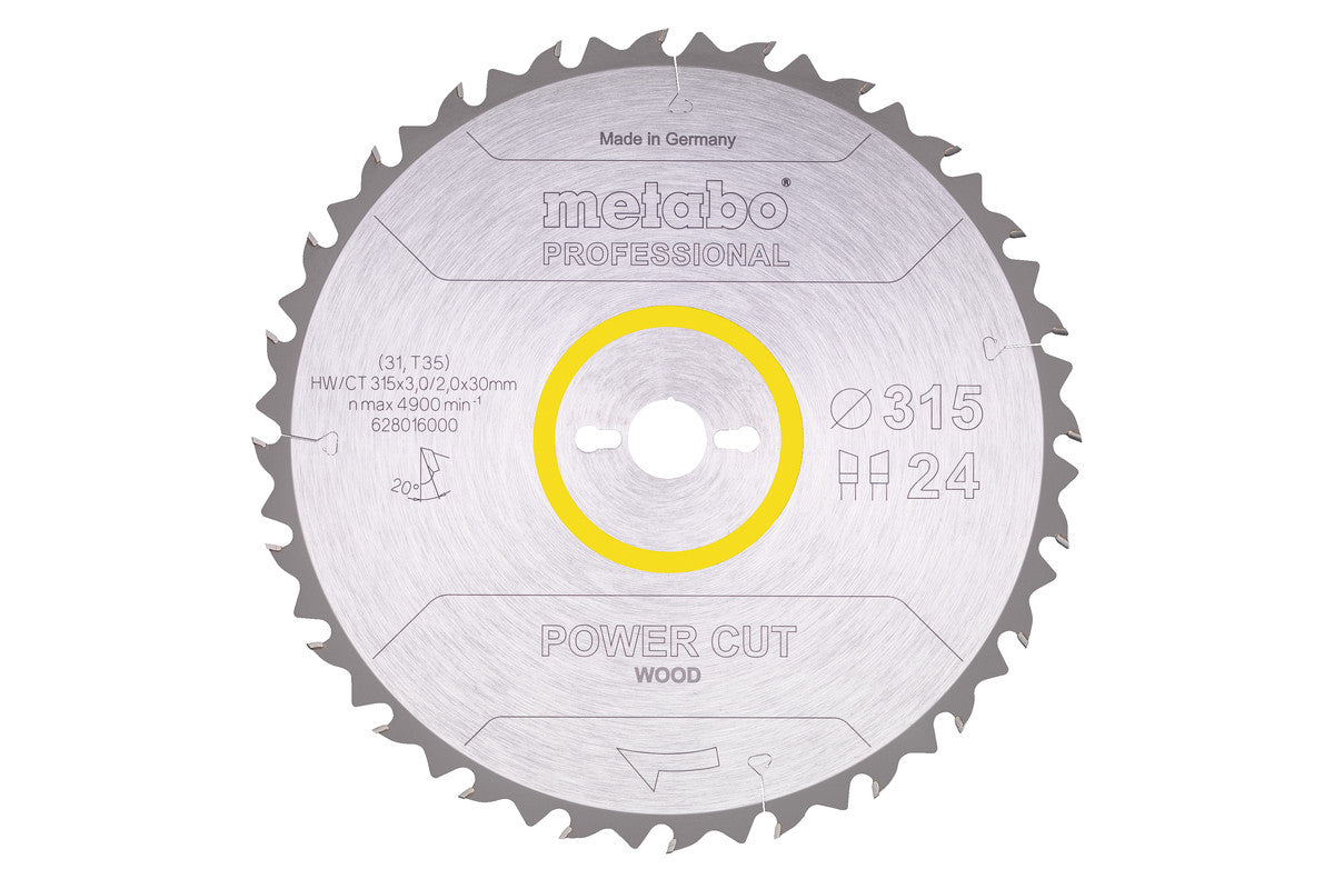 Metabo Hojas para sierras circulares "power cut wood", calidad professional, para sierras circulares semiestacionarias — 628016000
