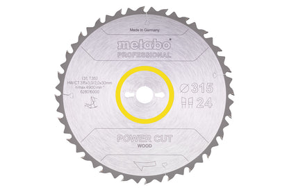 Metabo Hojas para sierras circulares "power cut wood", calidad professional, para sierras circulares semiestacionarias — 628016000
