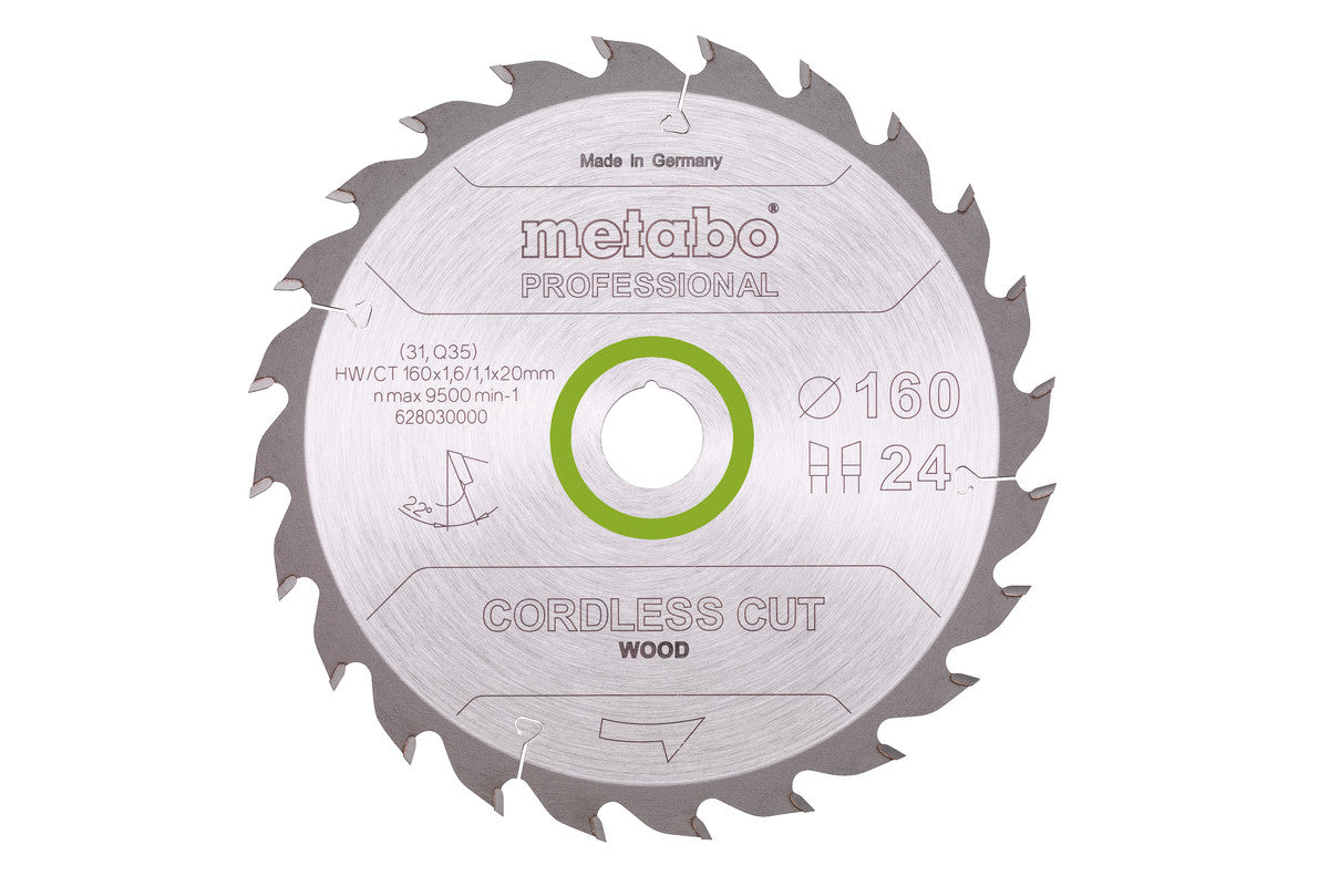 Metabo Hojas para sierras circulares "cordless cut wood", calidad professional, para sierras circulares manuales