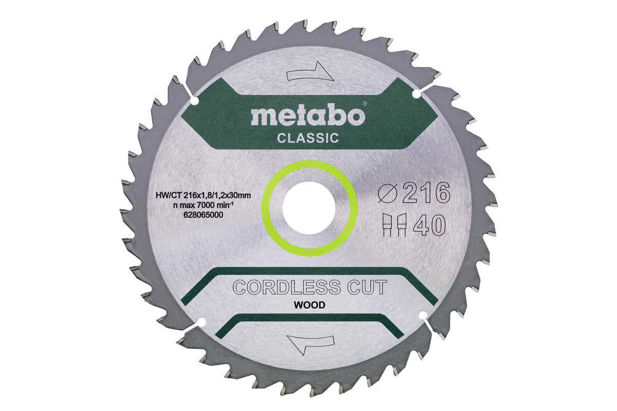 Metabo Hojas para sierras circulares "cordless cut wood", calidad classic, para sierras circulares semiestacionarias