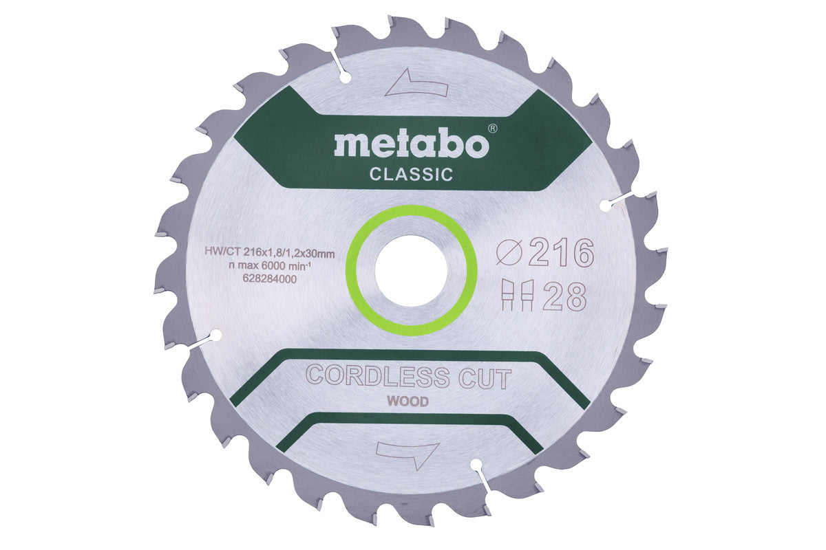 Metabo Hojas para sierras circulares "cordless cut wood", calidad classic, para sierras circulares semiestacionarias — 628284000