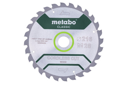 Metabo Hojas para sierras circulares "cordless cut wood", calidad classic, para sierras circulares semiestacionarias — 628284000