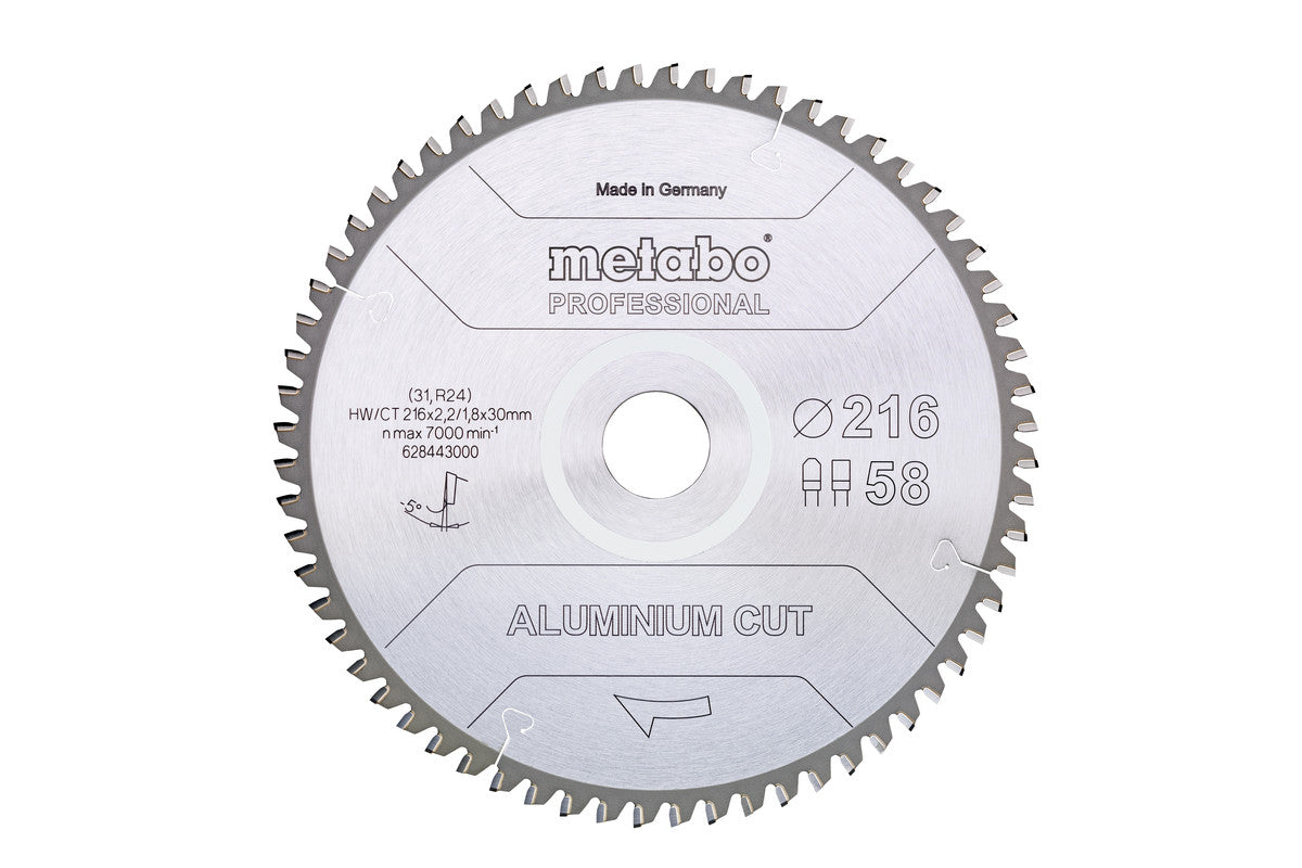 Metabo Hojas para sierras circulares "aluminium cut", calidad professional, para sierras circulares semiestacionarias