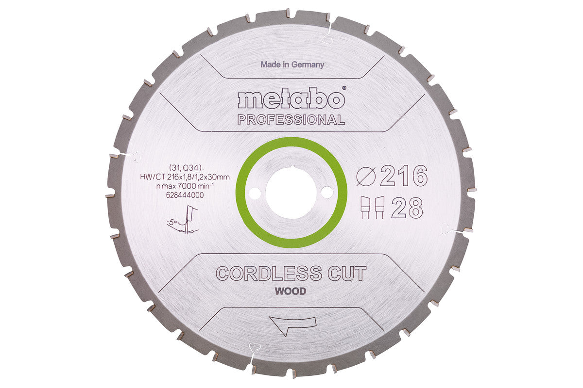 Metabo Hojas para sierras circulares "cordless cut wood", calidad professional, para sierras circulares semiestacionarias