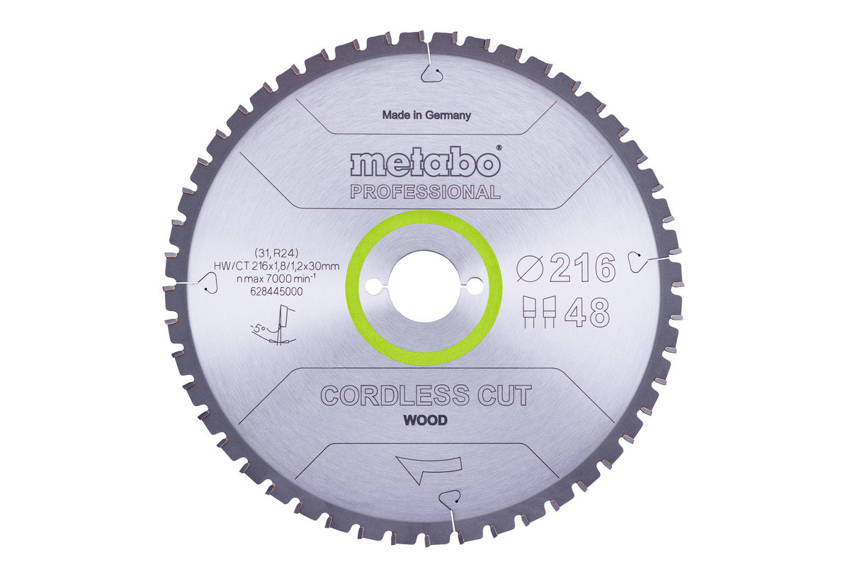 Metabo Hojas para sierras circulares "cordless cut wood", calidad professional, para sierras circulares semiestacionarias — 628445000
