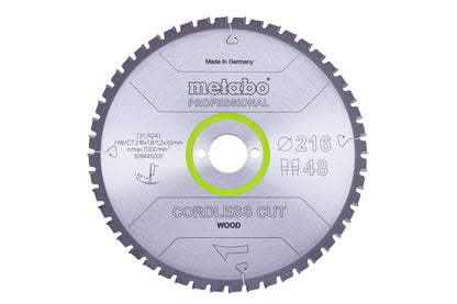Metabo Hojas para sierras circulares "cordless cut wood", calidad professional, para sierras circulares semiestacionarias — 628445000