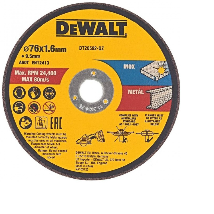 DEWALT Dewa Trennscheibe DT20592-QZ Inox/Metall 76x1,6x9,5 mm