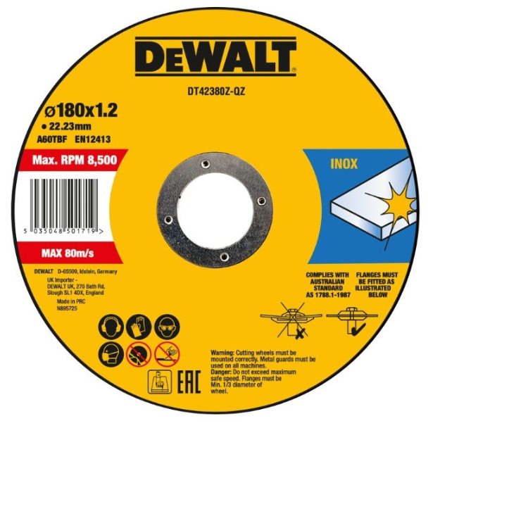 Disco de corte plano INOX con grano profesional de óxido de aluminio Thin Cut 180 x 1.2 x 22.23mm