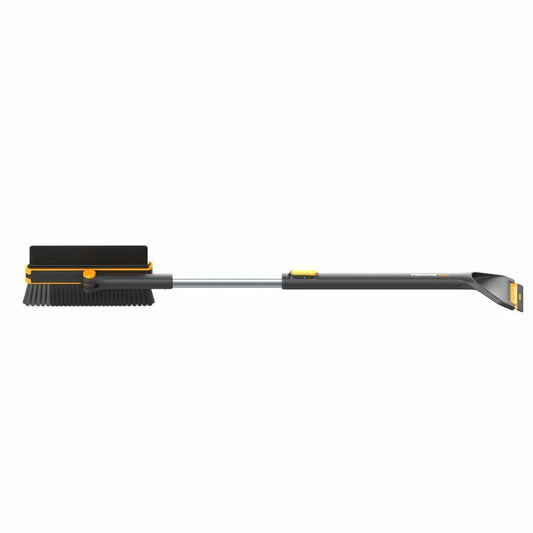 Fiskars X-Series Cepillo quitanieves y rascador de Hielo telescópico para Coches, 2 Tipos de cerdas, Rascador con Borde Duro y Suave, Cabezal Giratorio, 96-121 cm, con Piezas Intercambiables, 1078492