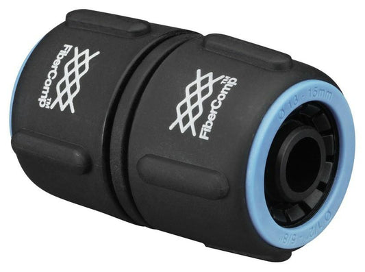 Fiskars Reparador de mangueras, Ø 13-15 mm (1/2-5/8"), Con sistema de código por colores, Tamaño universal, FiberComp, 20 g, Negro/Azul, 1054784