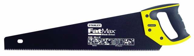 STANLEY FATMAX Serrucho Gen2, Longitud 380mmx1mm, corta hacia delante y atrás, capa de Appliflon para reducir atascos, 7 dientes por pulgada, mango ergonómico, 2-20-528