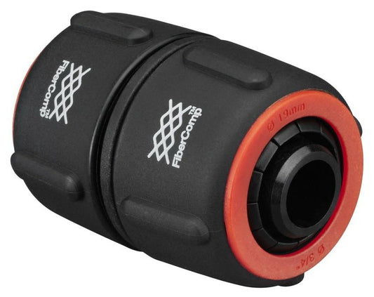 Fiskars Reparador de mangueras, Ø 19 mm (3/4"), Con sistema de codificación por colores, Tamaño universal, FiberComp, 30 g, Negro/Rojo, 1054785