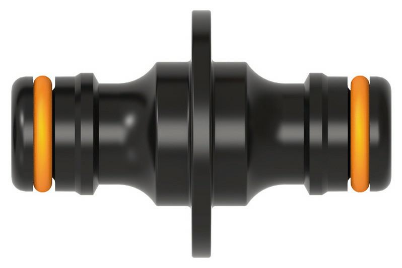 Fiskars Extensor de mangueras, Para mangueras con diferentes diámetros, Para todos los tipos y tamaños de conectores rápidos para mangueras, Tamaño universal, 16 g, Negro/Naranja, 1027068