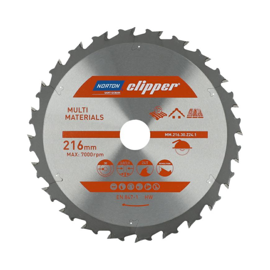 Norton 70184608130 - Disco de sierra circular multimaterial Demolition, Z24, 216 x 30 mm, espesor 3,0/2,0 mm