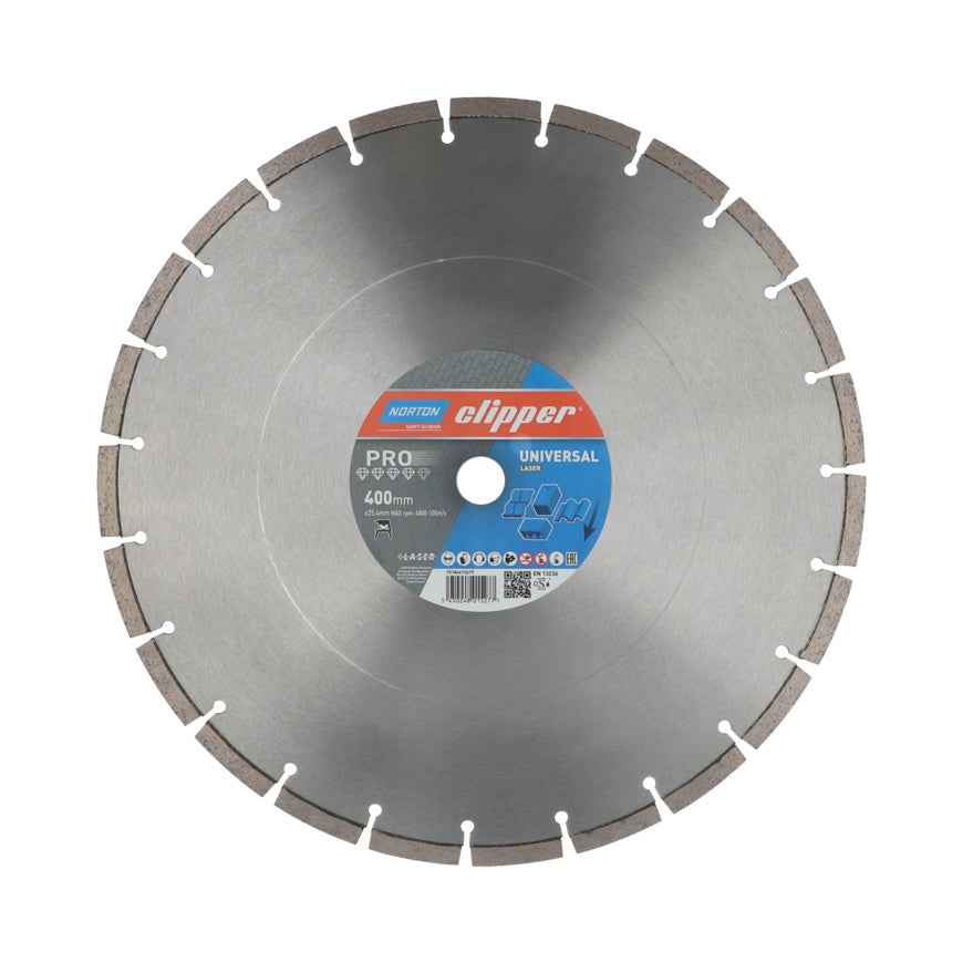 Norton 70184610679 - Disco de diamante Clipper Pro Universal Laser, 400 mm, corte en seco y en húmedo