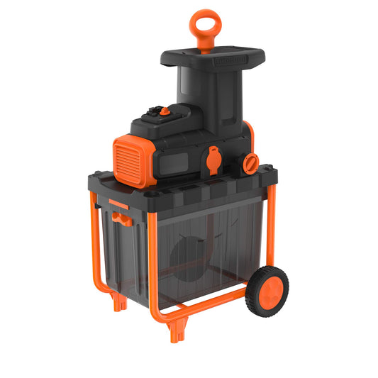 BLACK+DECKER Biotrituradora Eléctrica 2800W, Capacidad 45L, Tritura Ramas hasta 45mm, Empuñadura Integrada y Ruedas Grandes para Transporte - BEGAS5800