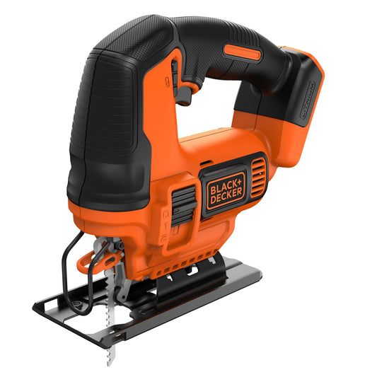 BLACK+DECKER Sierra de calar sin cable, Corte de 55 mm en madera, 8 mm en acero - Incluye 1 hoja - 18V, Negro/Naranja, Sin cargador ni batería, BDCJS18N-XJ