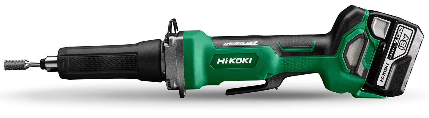 Hikoki GP18DBWGZ - Amoladora recta de batería GP18DB 18V, pinza 6 mm, 2x5,0 Ah, maletín